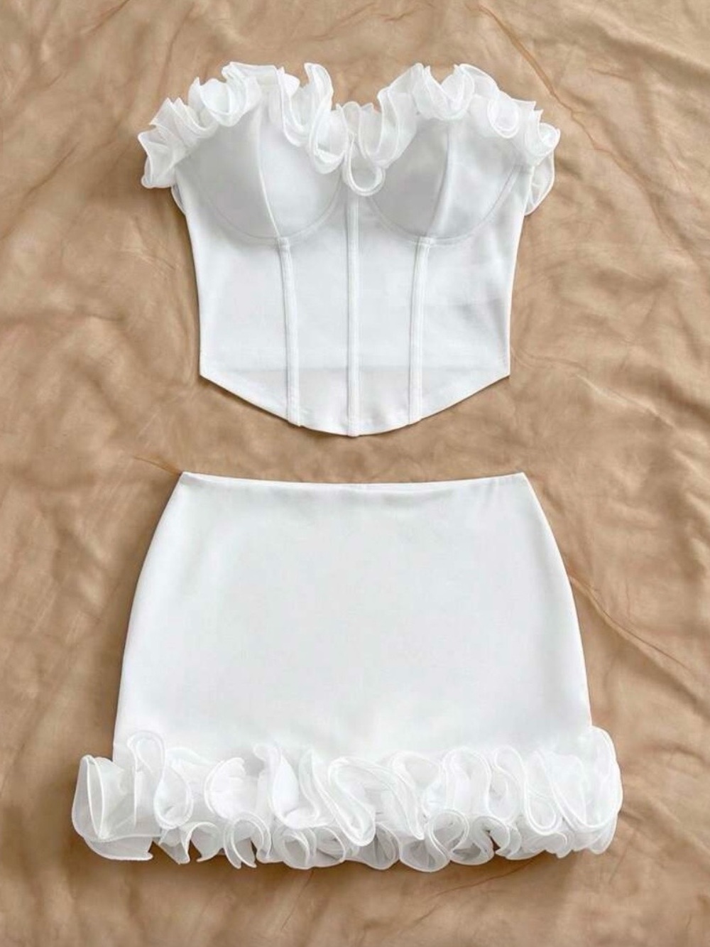 White Ruffle-Trim Mini Skirt - Women